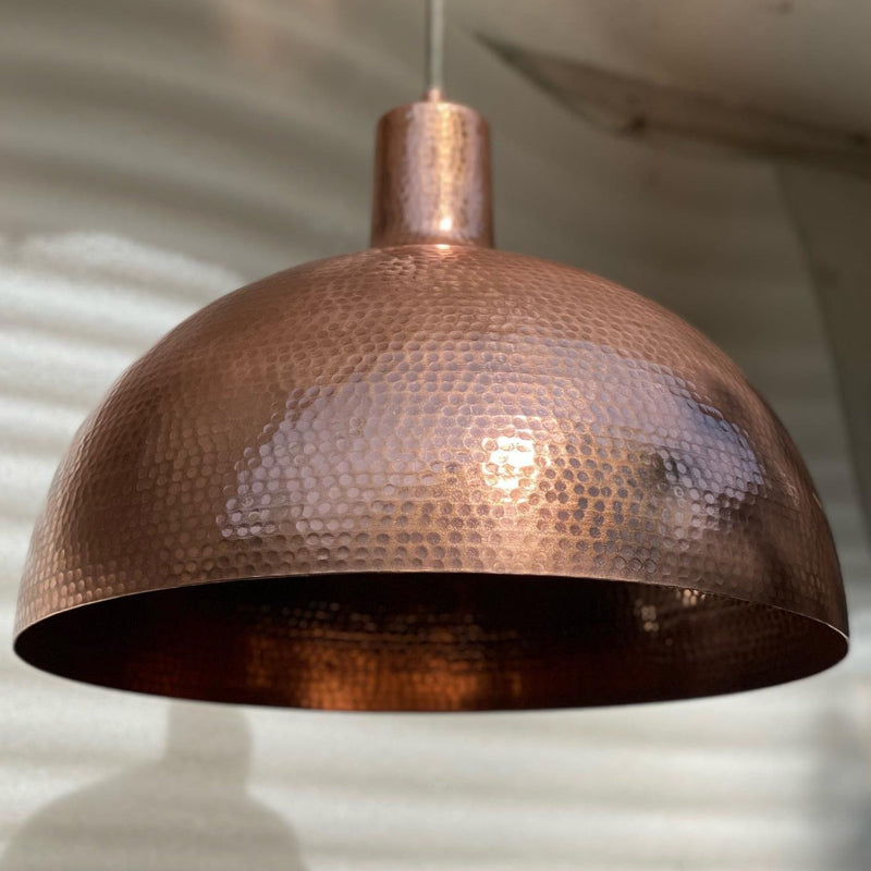Aged Copper Hammered Dome Pendant Light Island Lighting - Zorva
