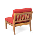 Grenada 8 Seater Acacia Wood Sectional Sofa Set, Teak + Red by HouseOfZazla