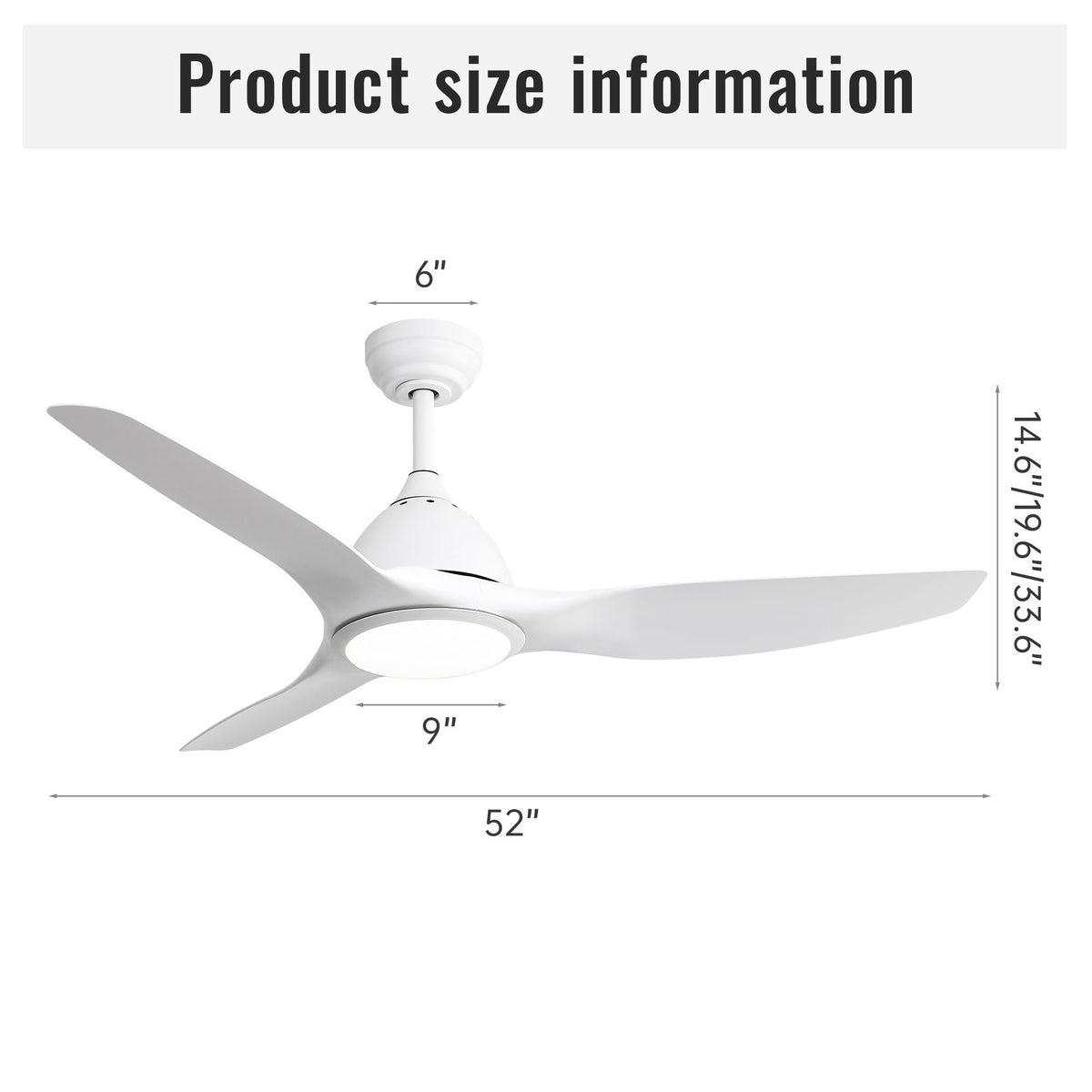 Bredoom Ceiling Fan With Remote Control And LED Light, photo 7 of 8