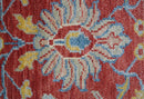Brickle Red And Blue Traditional Hand Knotted Wool Area Rug