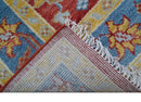 Brickle Red And Blue Traditional Hand Knotted Wool Area Rug