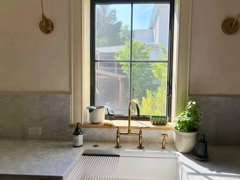 Unlacquered Brass Kitchen Faucet - 8" Bridge Faucet