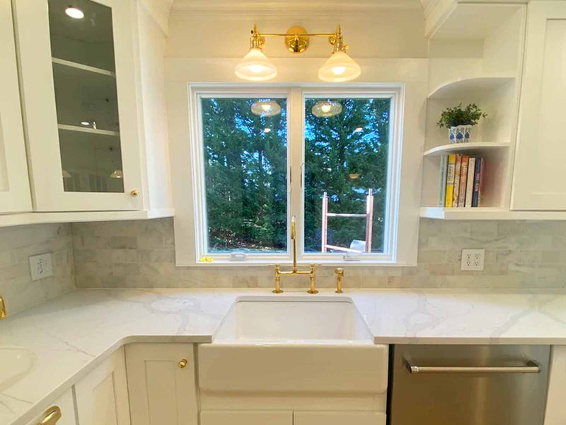 Unlacquered Brass Kitchen Faucet - 8" Bridge Faucet