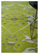 Bright Green and Ivory Hand knotted Oriental Oushak 9x12 wool Area Rug by The Rug Decor