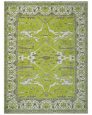 Bright Green and Ivory Hand knotted Oriental Oushak 9x12 wool Area Rug by The Rug Decor