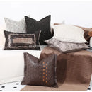 GobekUsa Brighton Cross Stitch Faux Leather Cushion Cover 45x45cm Brown