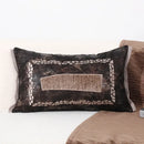 GobekUsa Brighton Cross Stitch Faux Leather Cushion Cover 45x45cm Brown