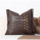 GobekUsa Brighton Cross Stitch Faux Leather Cushion Cover 45x45cm Brown