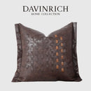 GobekUsa Brighton Cross Stitch Faux Leather Cushion Cover 45x45cm Brown