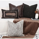 GobekUsa Brighton Cross Stitch Faux Leather Cushion Cover 45x45cm Brown