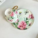 Brilliant flowers pattern porcelain teacup and saucer dining room set by Decorbites