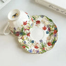 Brilliant flowers pattern porcelain teacup and saucer dining room set by Decorbites