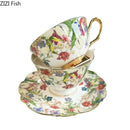 Brilliant flowers pattern porcelain teacup and saucer dining room set by Decorbites