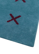 Brisk Custom Made Contemporary Design Blue Hand Knotted Wool Rug
