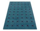 Custom Hand Knotted Blue Wool Area Rug with Contemporary Geometric Pattern Design by The Rug Decor
