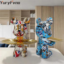 GobekUsa Graffiti Bear Figurine: Modern Table Decor & Key Storage Sculpture