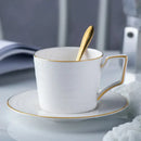 GobekUsa Bone China White Tea Set: Coffee Cup, Saucer, Milk Jar, Sugar Bowl, British Teaware