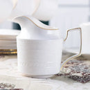 GobekUsa Bone China White Tea Set: Coffee Cup, Saucer, Milk Jar, Sugar Bowl, British Teaware