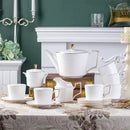 GobekUsa Bone China White Tea Set: Coffee Cup, Saucer, Milk Jar, Sugar Bowl, British Teaware