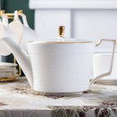 GobekUsa Bone China White Tea Set: Coffee Cup, Saucer, Milk Jar, Sugar Bowl, British Teaware