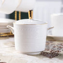 GobekUsa Bone China White Tea Set: Coffee Cup, Saucer, Milk Jar, Sugar Bowl, British Teaware