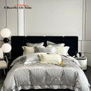 GobekUsa Brocade Satin Jacquard Egyptian Cotton Bedding Set, Luxury Silky Duvet Cover, Bed Sheet, Pillowcase