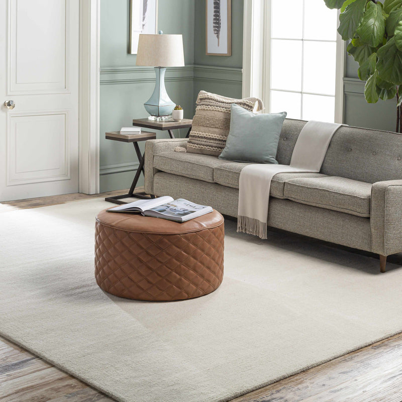 Brockton Solid Light Beige Wool Rug