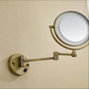 GobekUsa Bronze Brass Wall Mounted 8" LED Makeup Mirror 3X/1X Magnification
