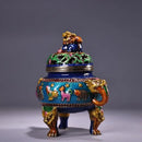 GobekUsa Bronze Cloisonne Lion Dragon Incense Burner Ornament