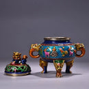 GobekUsa Bronze Cloisonne Lion Dragon Incense Burner Ornament
