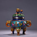 GobekUsa Bronze Cloisonne Lion Dragon Incense Burner Ornament