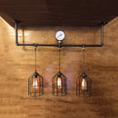 GobekUsa Bronze Industrial Linear Hanging Light with Cage Shade and 3 Lights - Perfect for Island Pendant Lighting