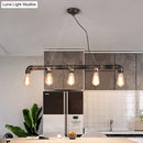 GobekUsa Bronze Steampunk Water Pipe Island Light, Wrought Iron Suspended Fixture