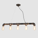 GobekUsa Bronze Steampunk Water Pipe Island Light, Wrought Iron Suspended Fixture
