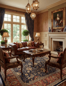 Brown and Black Hand Knotted Wool Area Rug - Traditional Style
