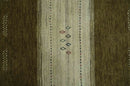 Brown and Ivory Geometrical Stripes Design Hand loom 4.6x6.6 wool Area Rug
