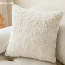 Brown and white geometric embroidery plush cushion cover living room by Decorbites
