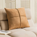 Brown and white geometric embroidery plush cushion cover living room by Decorbites