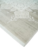 Brown, Beige and Ivory Antique Finish, Vintage look, Art Silk Area Rug, Living Room Rug | TRDMM2
