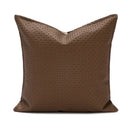 Brown & beige faux leather cushion cover 45x45cm living room decor by Decorbites