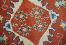 Brown Blue Beige Wool Area Rug - Traditional Oriental Hand Knotted