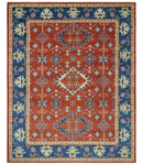 Brown, Blue and Beige Traditional Oriental Hand Knotted Multi Size Wool Area Rug