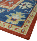Brown Blue Beige Wool Area Rug - Traditional Oriental Hand Knotted