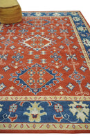 Brown Blue Beige Wool Area Rug - Traditional Oriental Hand Knotted