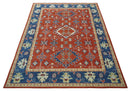 Brown Blue Beige Wool Area Rug - Traditional Oriental Hand Knotted