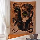 Brown cat witchcraft tapestry – bedroom artistic black cat decor by Decorbites