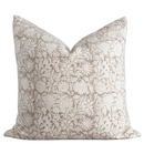Sienna Floral Block Printed Pillow Cover | Light Brown by Apartment No.3