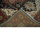 Brown, Ivory and Black Hand Knotted Antique 9x12 Traditional Heriz Serapi Wool Rug | TRDCP1343912 by The Rug Decor