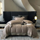 GobekUsa Brown Lace Embroidery Bedding Set, 4Pcs, 1200TC Egyptian Cotton