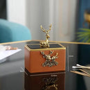 GobekUsa Brown Leather Desktop Storage Basket and Tissue Box
